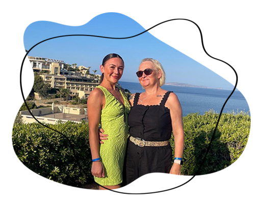 Sarah and Holly by the sea.