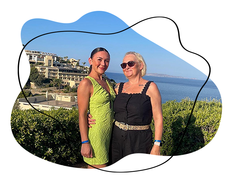 Sarah and Holly by the sea.