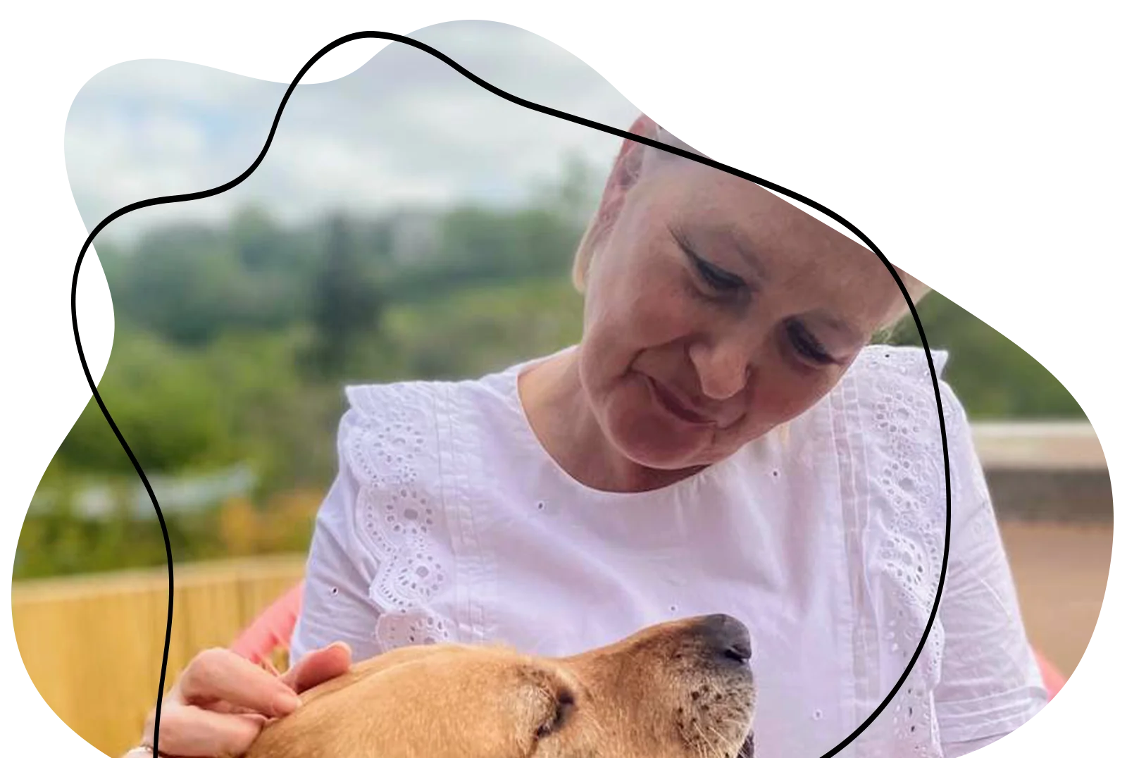 Sarah with her pet dog.